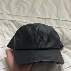 PINK Victoria's Secret Black Leather Hat